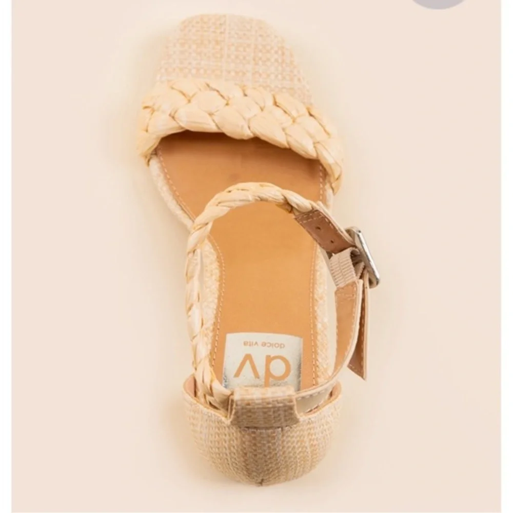 DV by Dolce Vita Hassa Heels‎ Natural Tan Braided Rattan Raffia Block Heel - Picture 6 of 14